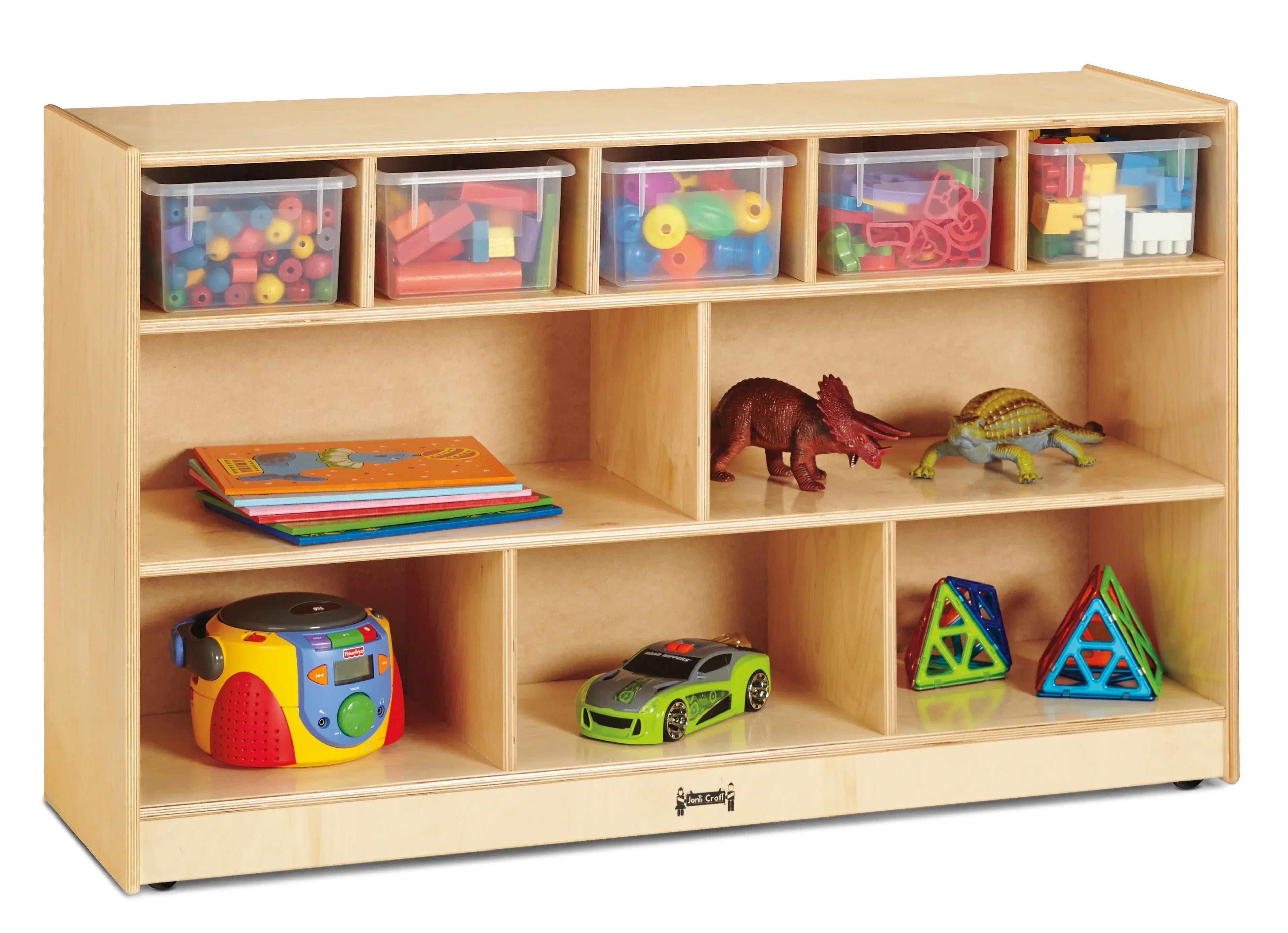 Jonti-Craft® Low Combo Mobile Storage Unit - with Clear Bins