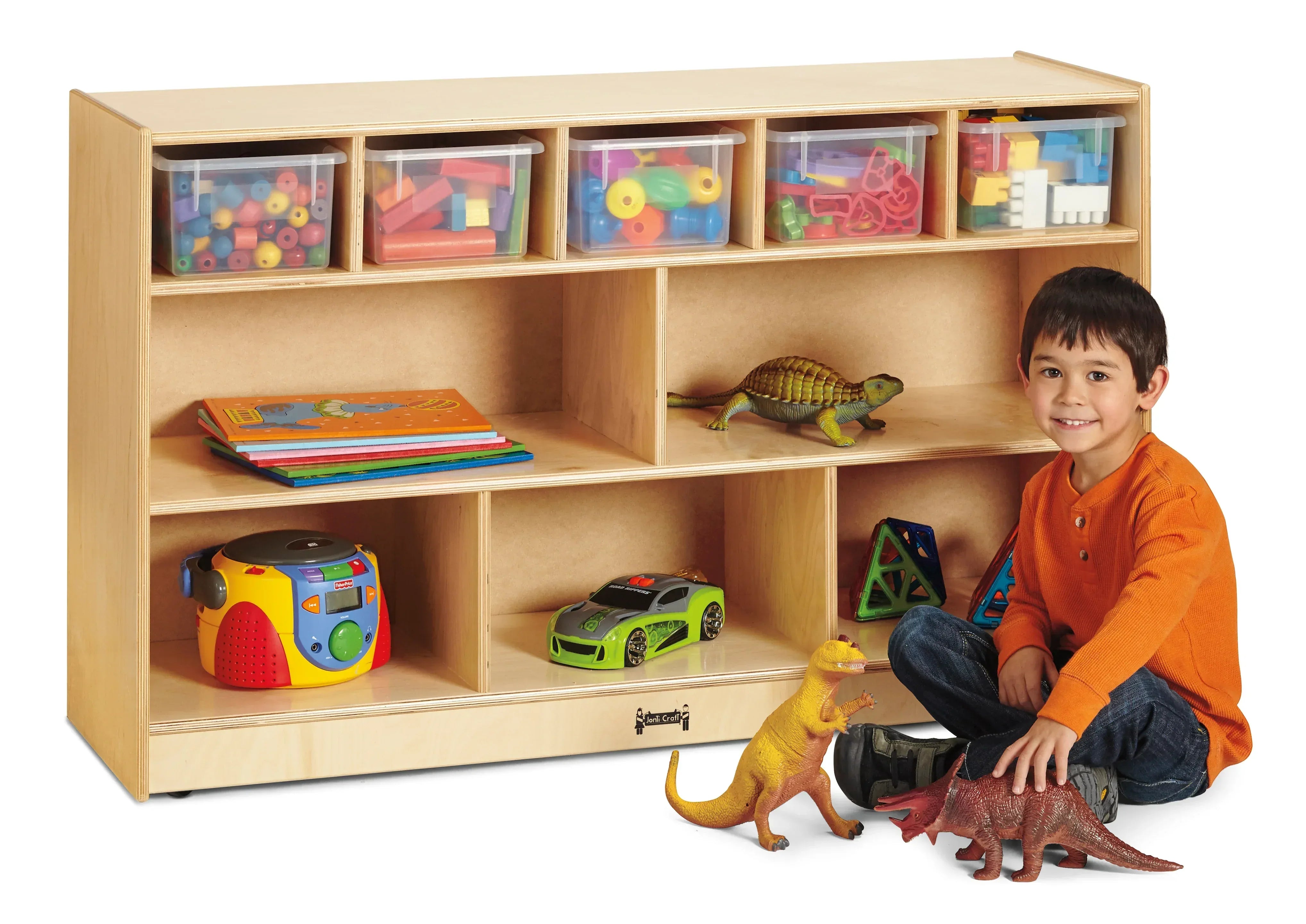 Jonti-Craft® Low Combo Mobile Storage Unit - with Clear Bins