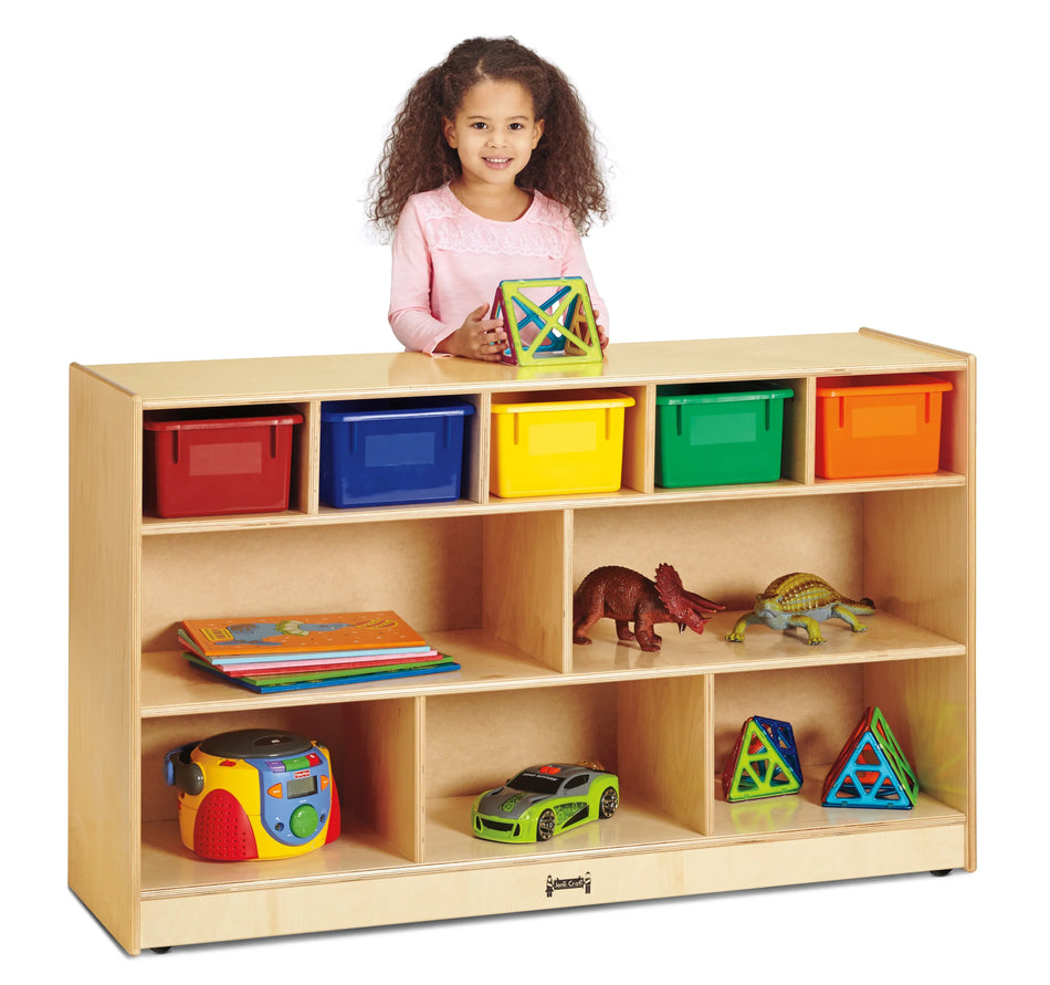 Jonti-Craft® Low Combo Mobile Storage Unit - with Colored Bins