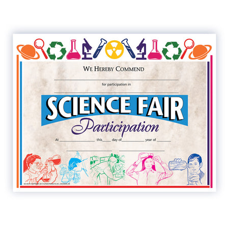 Science Fair Participation Award, 8.5" x 11", Pack of 30