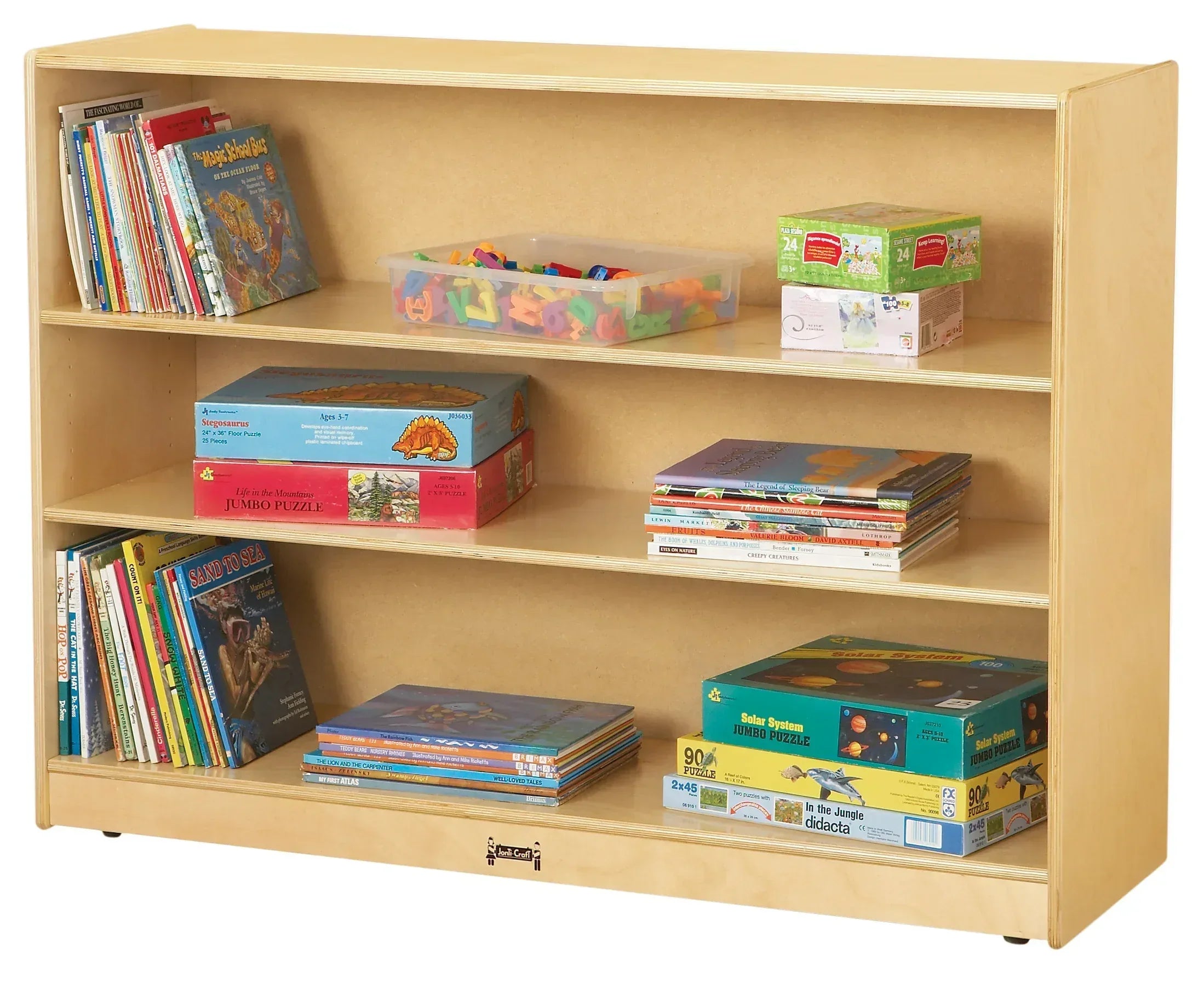 Jonti-Craft® Super-Sized Adjustable Mobile Straight-Shelf - Plywood Back