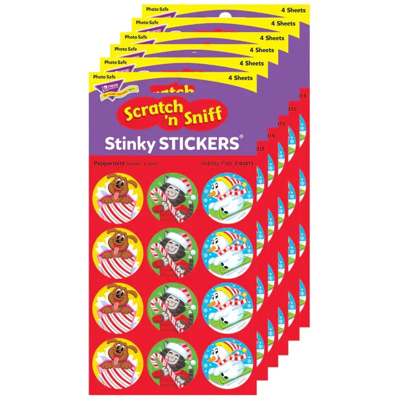 Holiday Pals/Peppermint Stinky Stickers&reg;, 48 Per Pack, 6 Packs