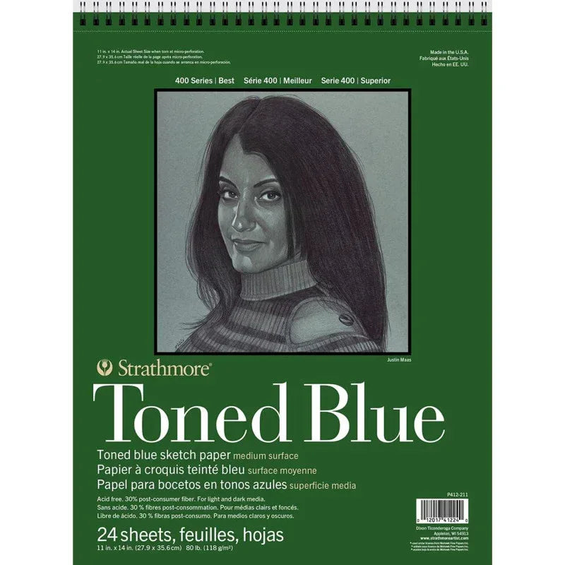 400 Series Sketch Pad, Recycled, Toned Blue, Top Wire Binding, 24 Sheet, 11x14 inch, 1 Count