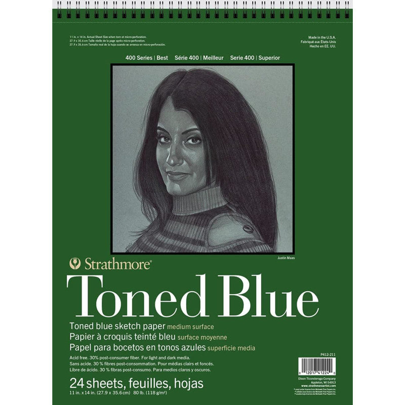 400 Series Sketch Pad, Recycled, Toned Blue, Top Wire Binding, 24 Sheet, 11x14 inch, 1 Count