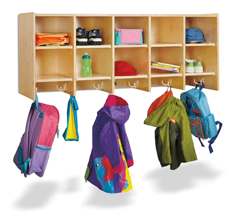 Jonti-Craft® 10 Section Wall Mount Coat Locker - without Trays