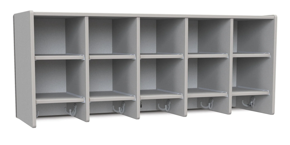 Rainbow Accents® 10 Section Wall Mount Coat Locker - without Trays - Gray