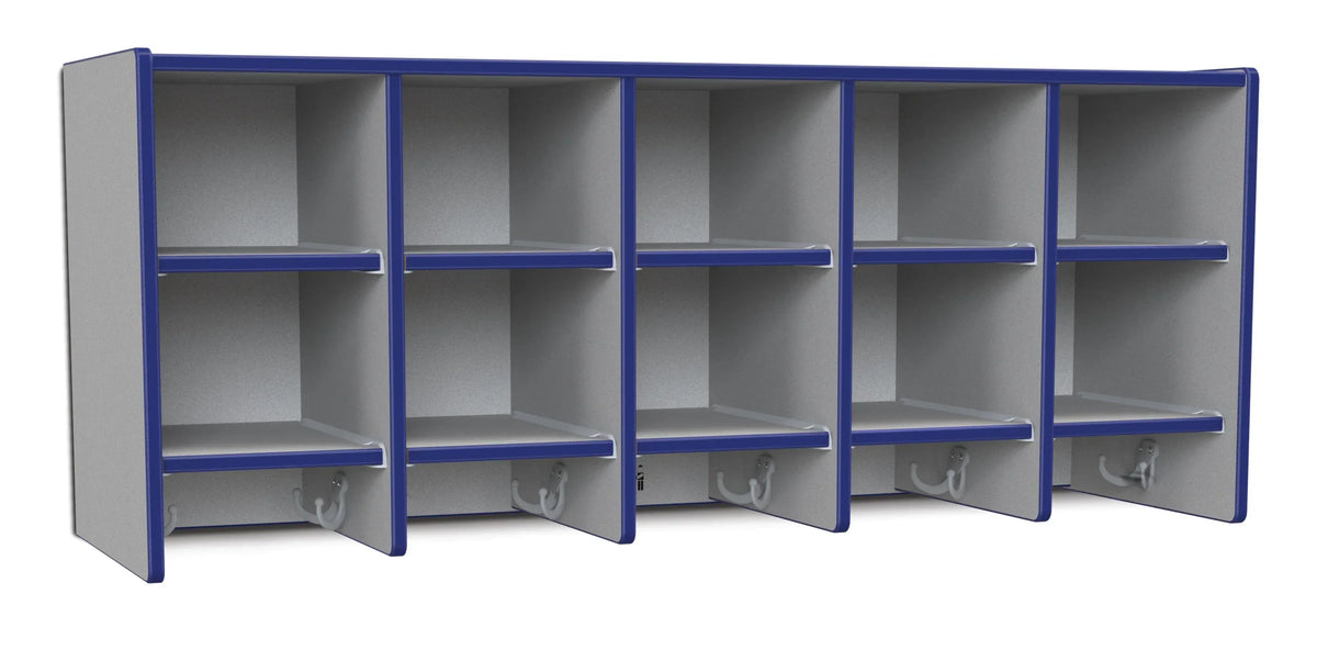 Rainbow Accents® 10 Section Wall Mount Coat Locker - without Trays - Blue