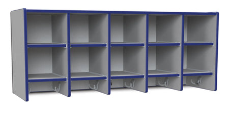 Rainbow Accents® 10 Section Wall Mount Coat Locker - with Trays - Blue