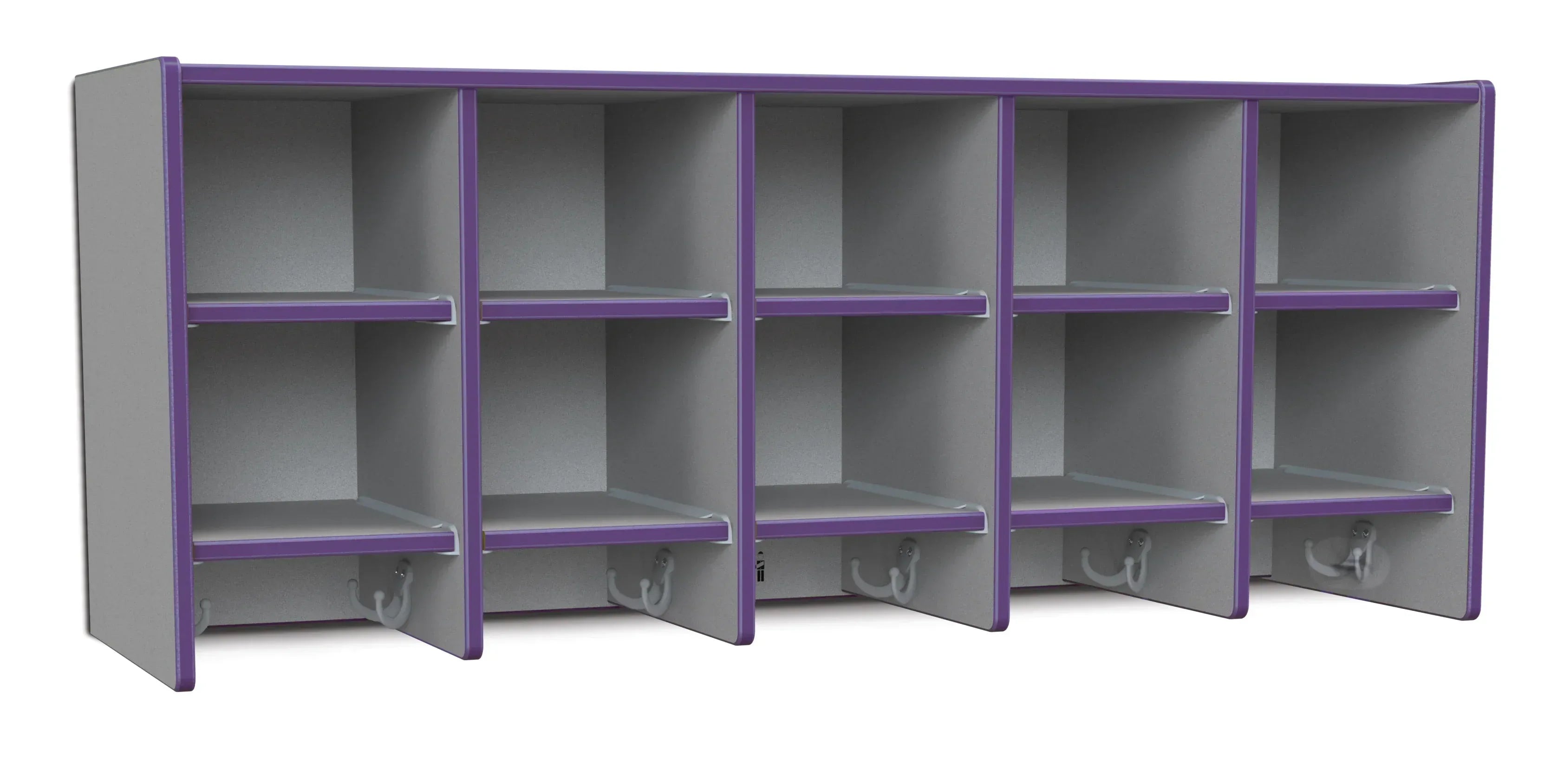 Rainbow Accents® 10 Section Wall Mount Coat Locker - without Trays - Purple
