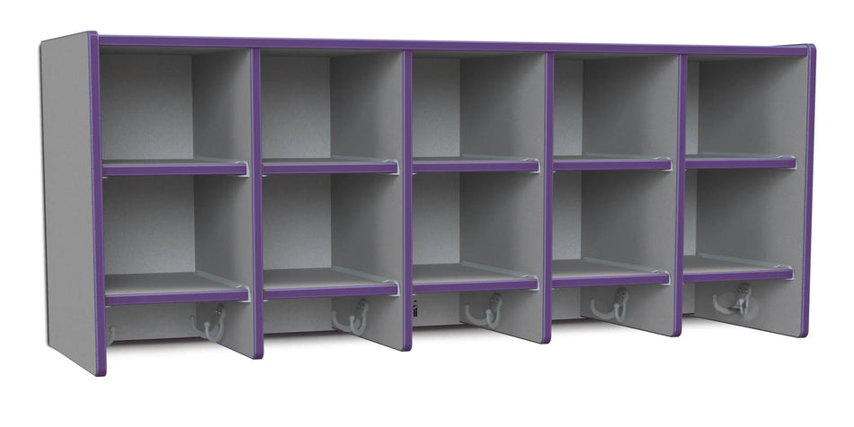 Rainbow Accents® 10 Section Wall Mount Coat Locker - without Trays - Purple