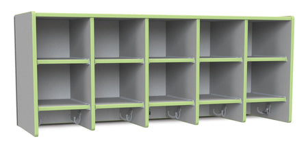 Rainbow Accents® 10 Section Wall Mount Coat Locker - without Trays - Key Lime Green