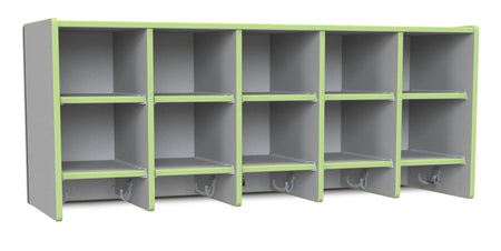 Rainbow Accents® 10 Section Wall Mount Coat Locker - with Trays - Key Lime Green
