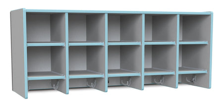 Rainbow Accents® 10 Section Wall Mount Coat Locker - without Trays - Coastal Blue