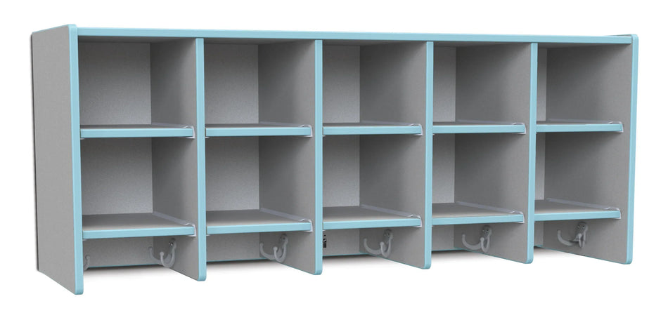 Rainbow Accents® 10 Section Wall Mount Coat Locker - without Trays - Coastal Blue