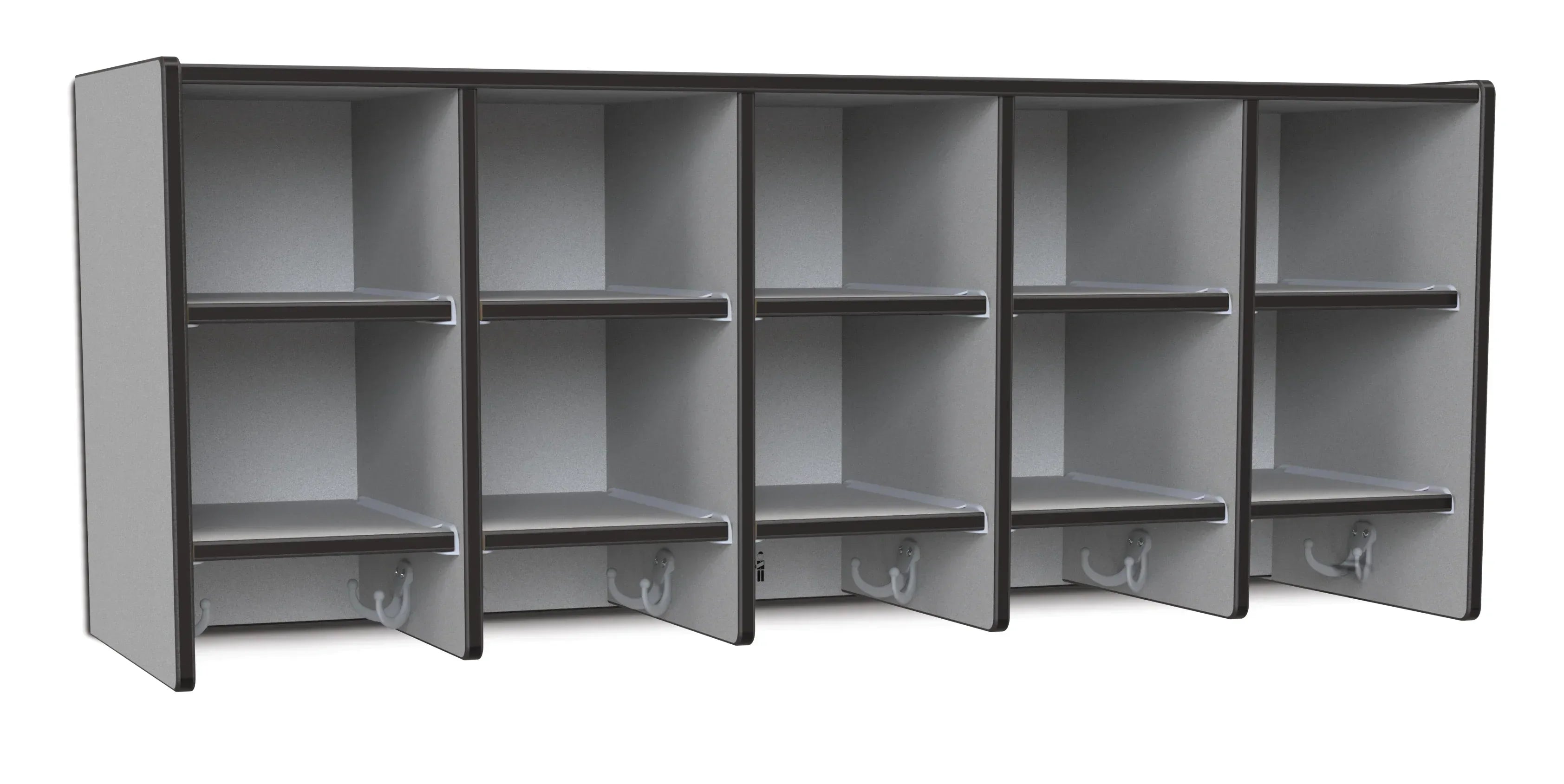 Rainbow Accents® 10 Section Wall Mount Coat Locker - without Trays - Black