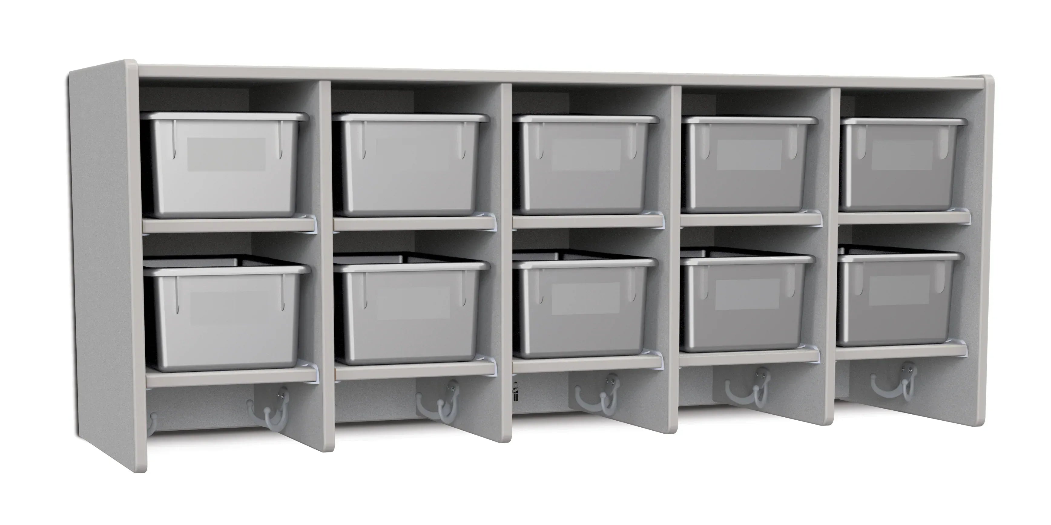 Rainbow Accents® 10 Section Wall Mount Coat Locker - with Trays - Gray