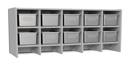Rainbow Accents® 10 Section Wall Mount Coat Locker - with Trays - Gray