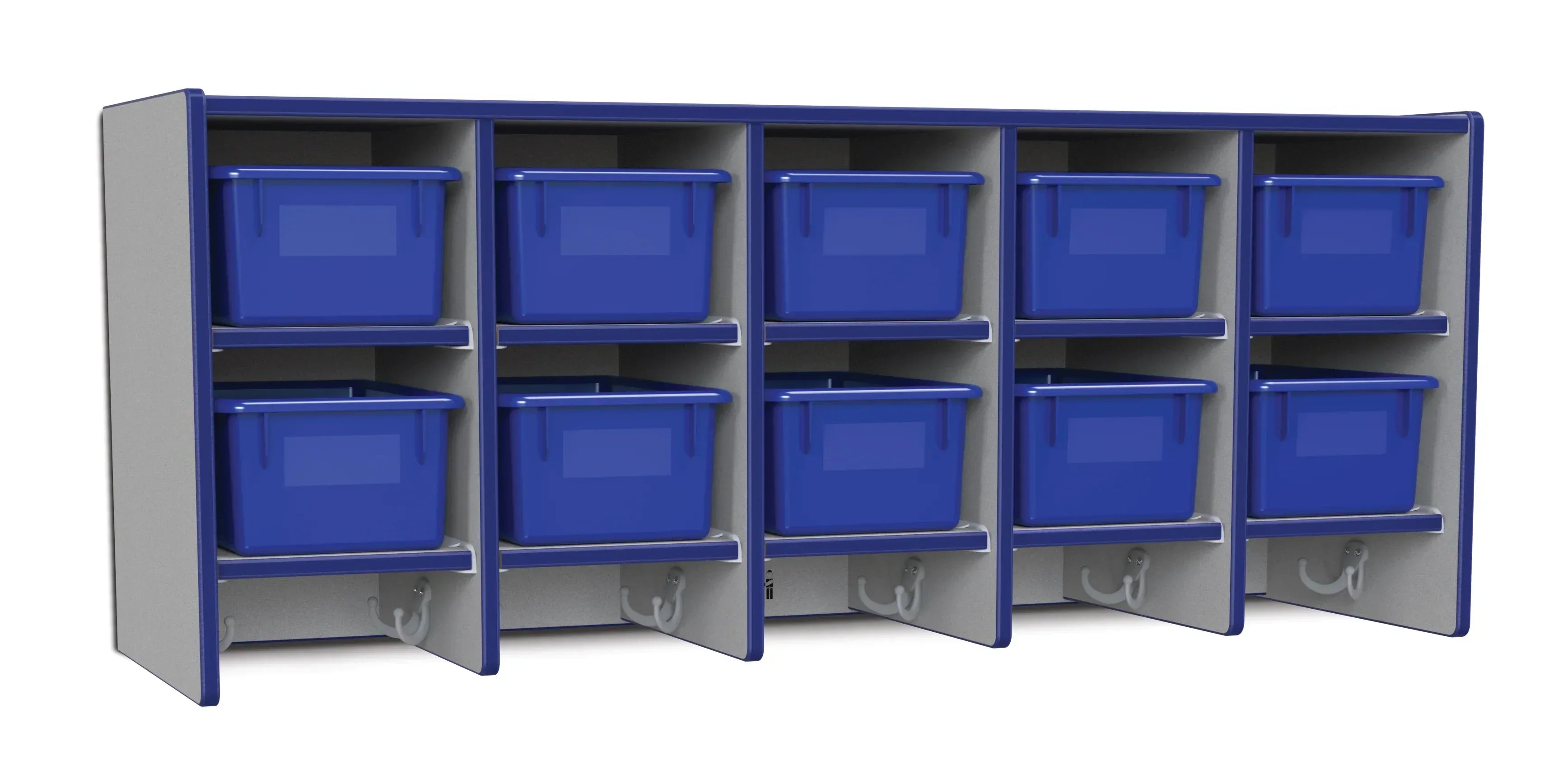 Rainbow Accents® 10 Section Wall Mount Coat Locker - with Trays - Blue