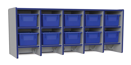 Rainbow Accents® 10 Section Wall Mount Coat Locker - with Trays - Blue