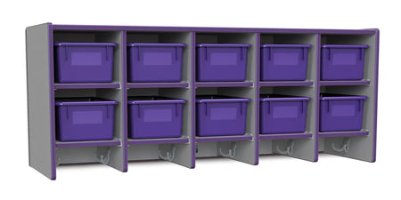Rainbow Accents® 10 Section Wall Mount Coat Locker - with Trays - Purple