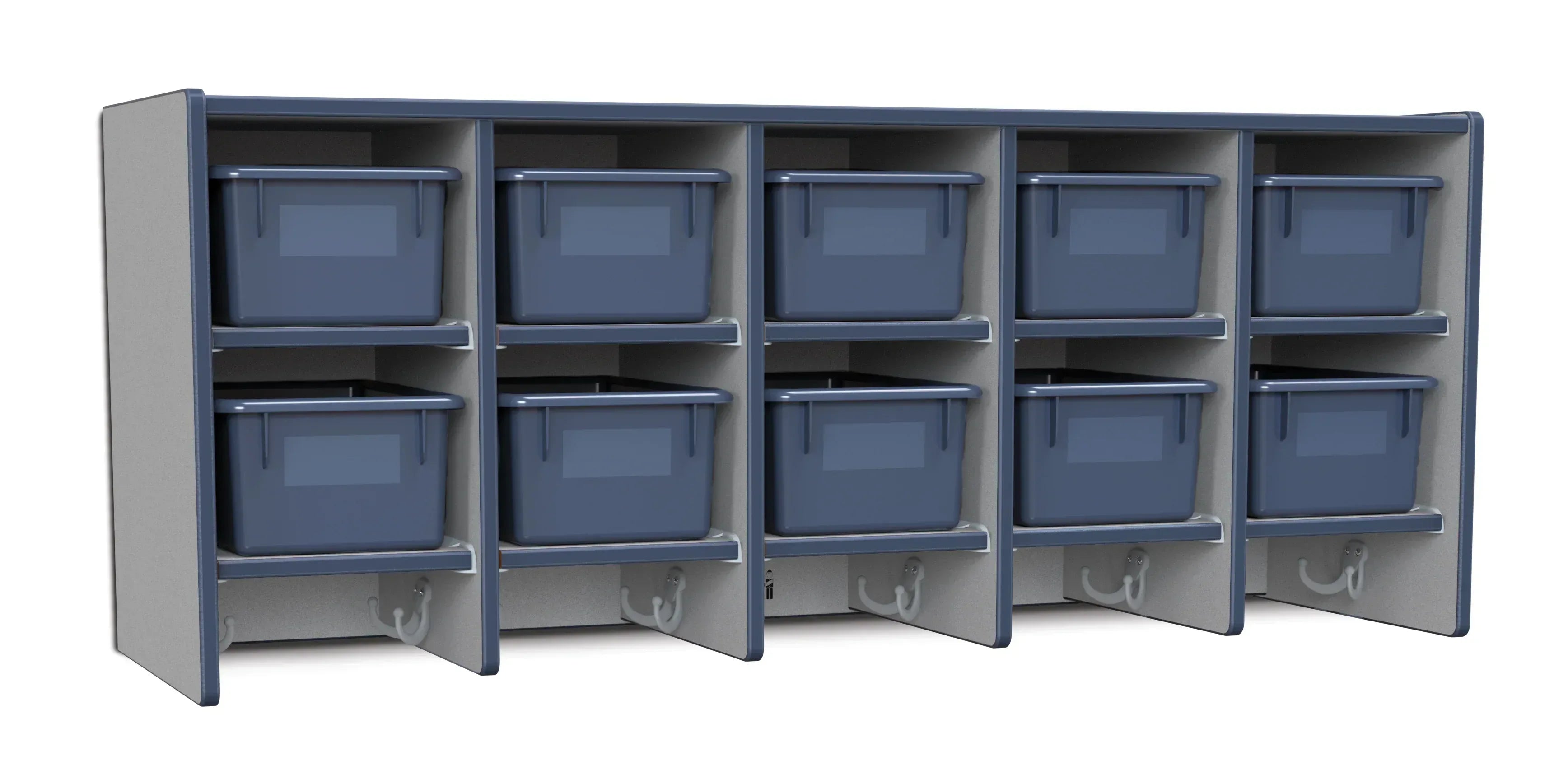 Rainbow Accents® 10 Section Wall Mount Coat Locker - with Trays - Navy