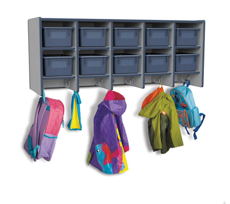 Rainbow Accents® 10 Section Wall Mount Coat Locker - with Trays - Navy