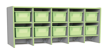 Rainbow Accents® 10 Section Wall Mount Coat Locker - with Trays - Key Lime Green