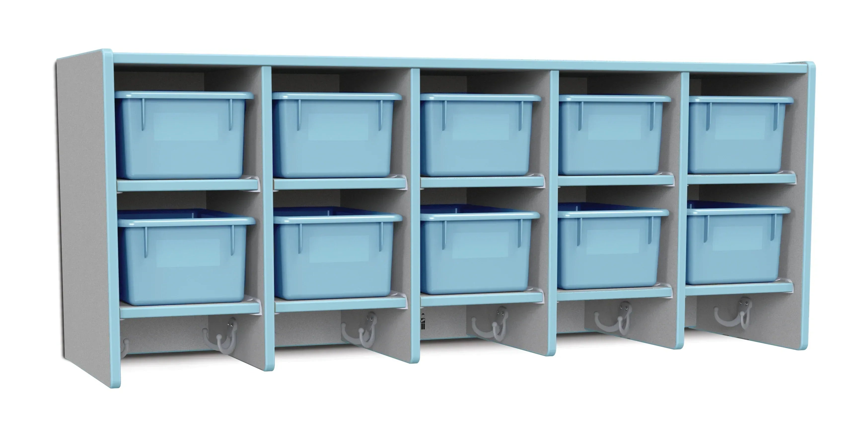 Rainbow Accents® 10 Section Wall Mount Coat Locker - with Trays - Coastal Blue