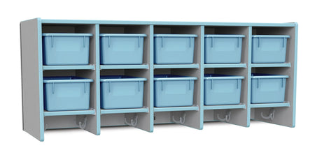 Rainbow Accents® 10 Section Wall Mount Coat Locker - with Trays - Coastal Blue