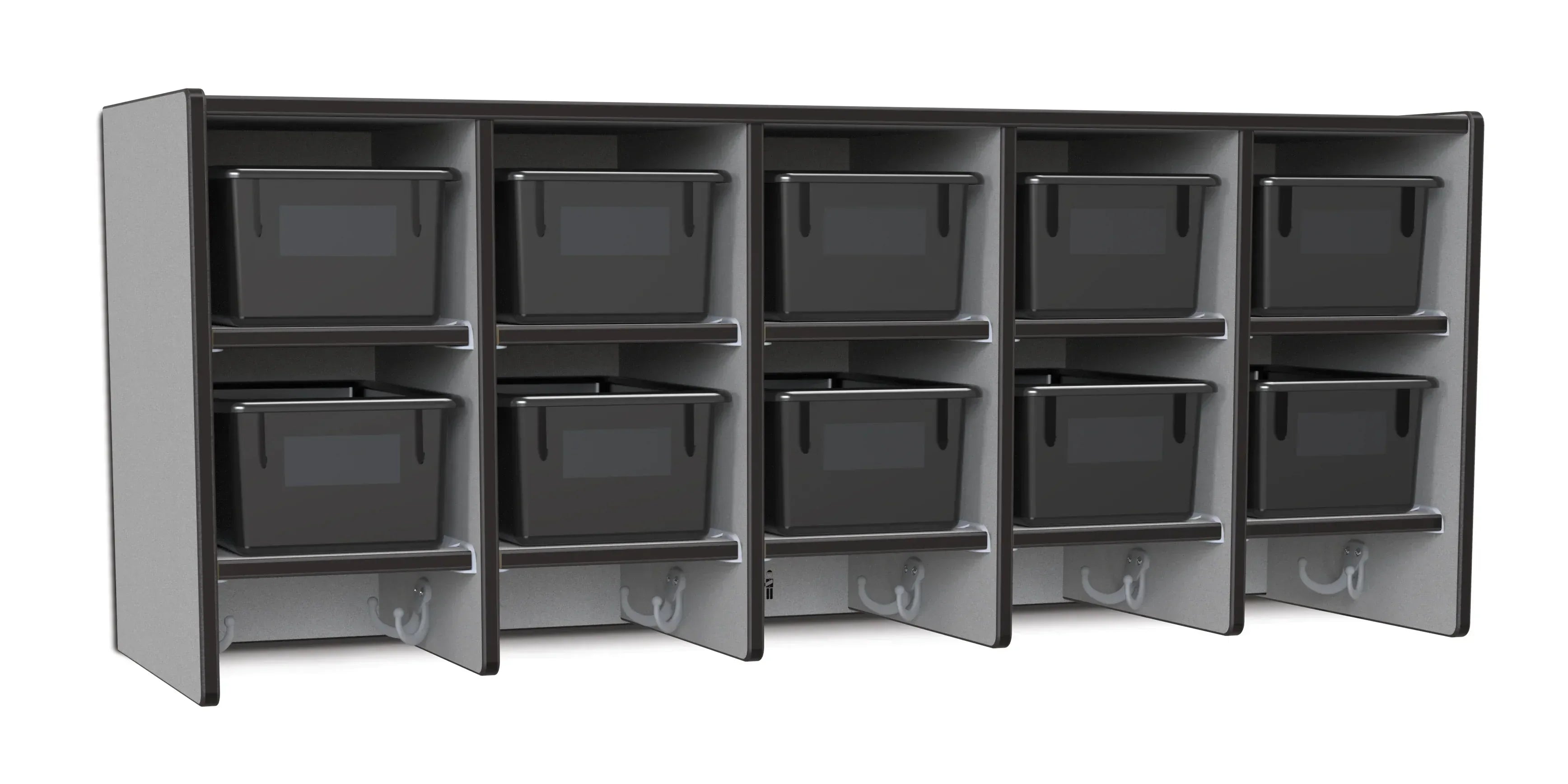 Rainbow Accents® 10 Section Wall Mount Coat Locker - with Trays - Black