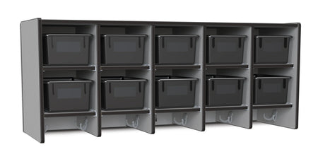 Rainbow Accents® 10 Section Wall Mount Coat Locker - with Trays - Black
