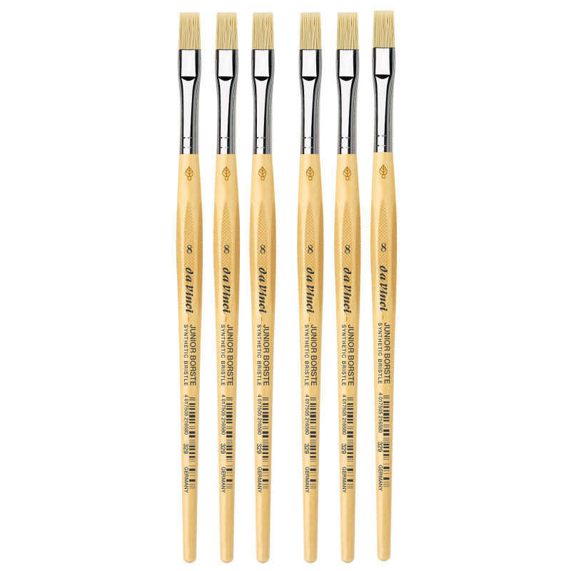 JUNIOR BORSTE Synthetic Student Brush, Synthetic, Tempera, Flat, Series 329, Size 8, Pack of 6