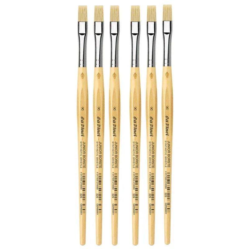 JUNIOR BORSTE Synthetic Student Brush, Synthetic, Tempera, Flat, Series 329, Size 8, Pack of 6