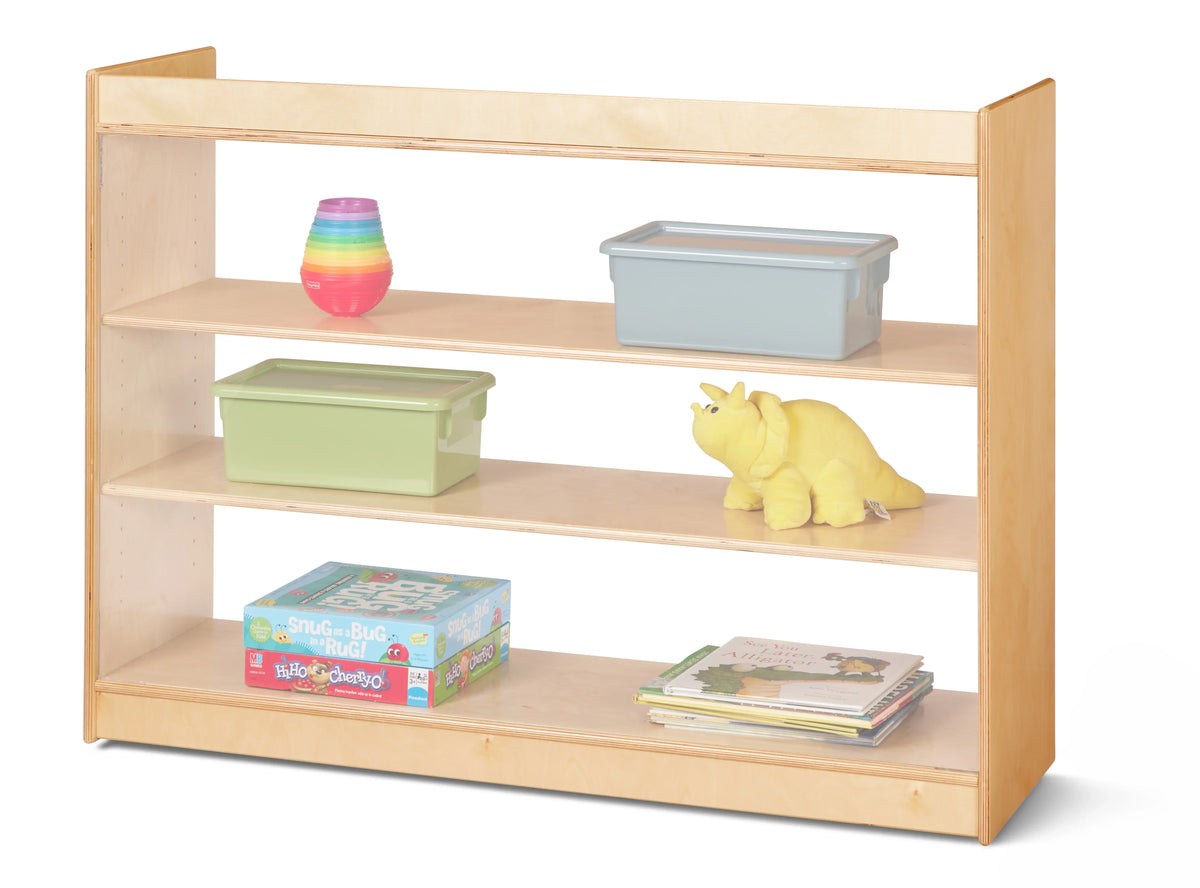 Jonti-Craft® Adjustable Mobile Straight-Shelf with Lip - See-Thru Back