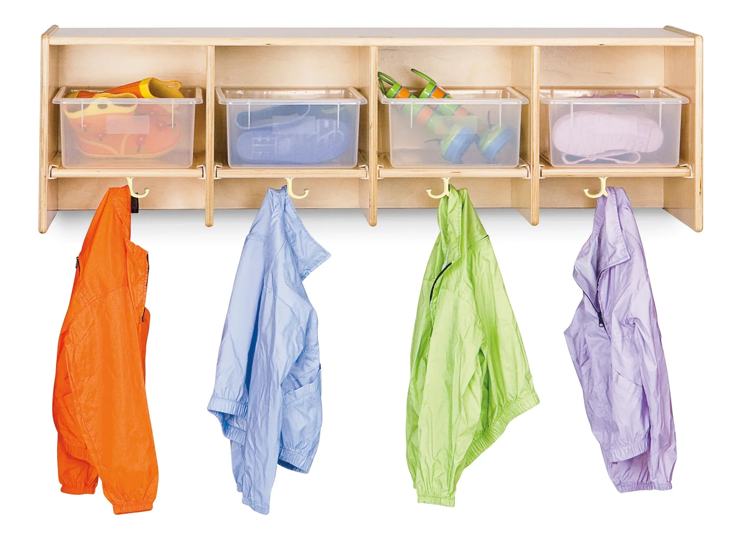 Jonti-Craft® 4 Section Wall Mount Coat Locker - without Tubs