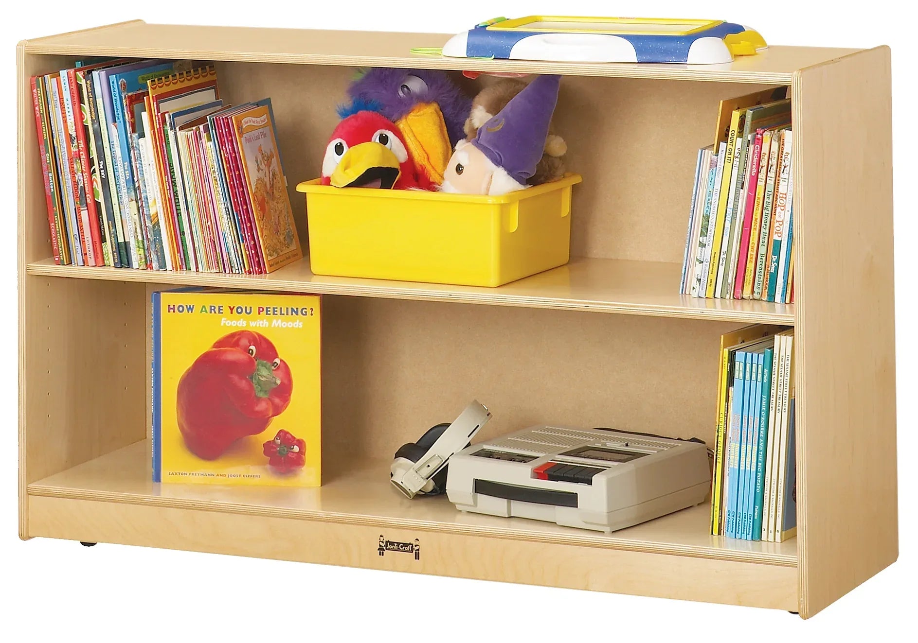 Jonti-Craft® Low Adjustable Mobile Straight-Shelf - Plywood Back