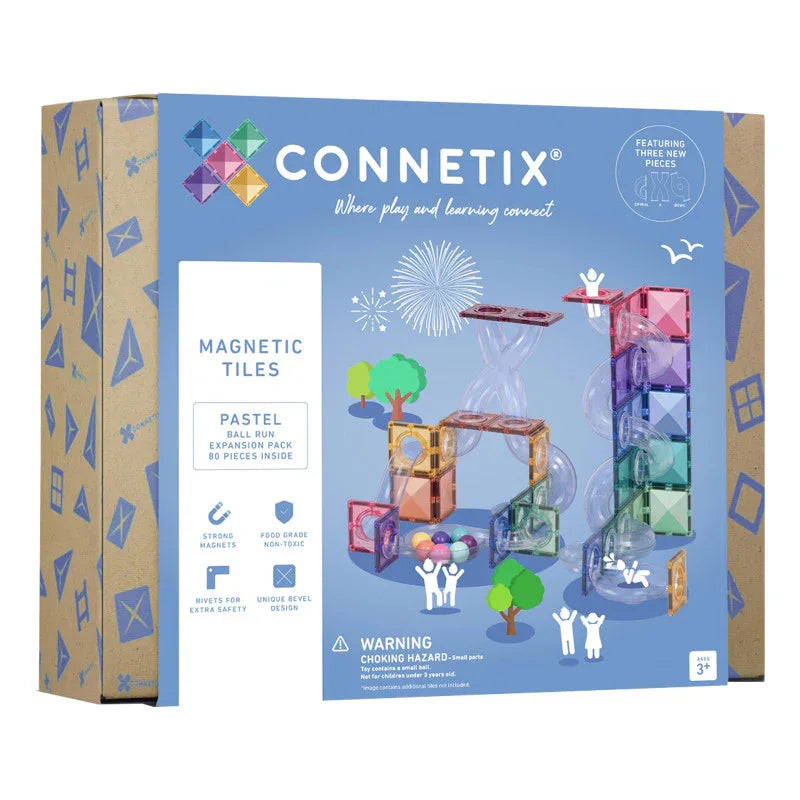 Magnetic Tiles Pastel Ball Run Expansion Pack, 80 Pieces