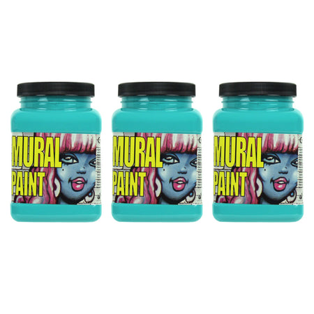 Mural Paint, Pint, Calypso (Cobalt Turquoise Light), Pack of 3