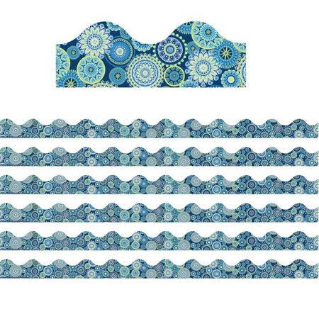 Blue Harmony Mandala Scalloped Deco Trim&reg;, 37 Feet Per Pack, 6 Packs