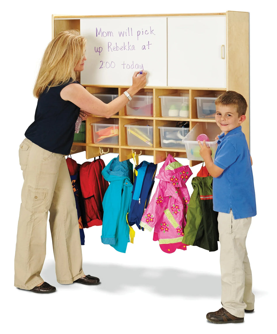 Jonti-Craft® 10 Section Wall Mount Coat Locker with Storage – with Clear Cubbie-Trays