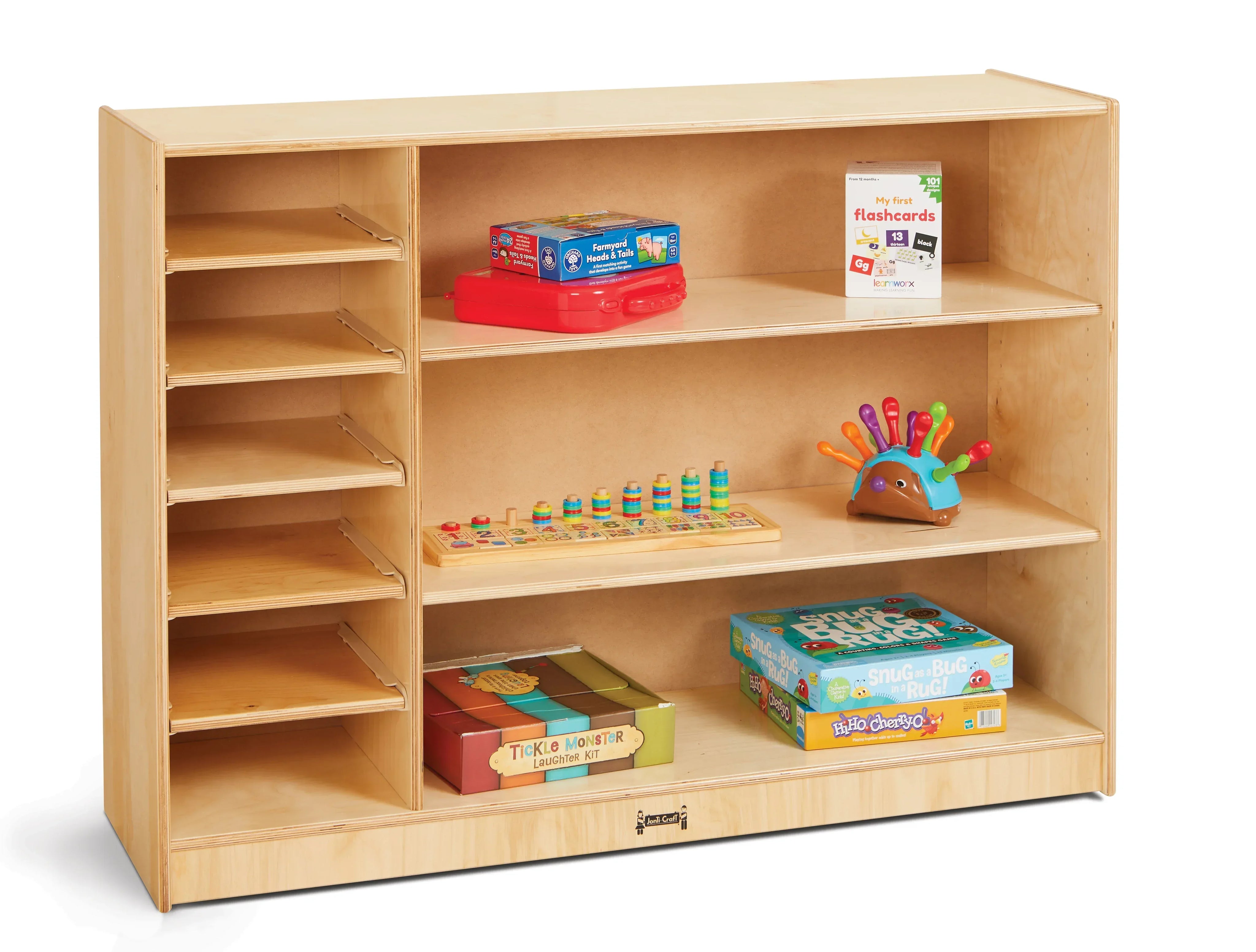 Jonti-Craft® Adjustable Combo Mobile Straight-Shelf - without Paper-Trays