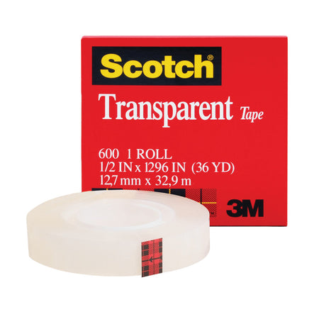 Transparent Tape Refill Roll, 1/2" x 1296", 1 Roll