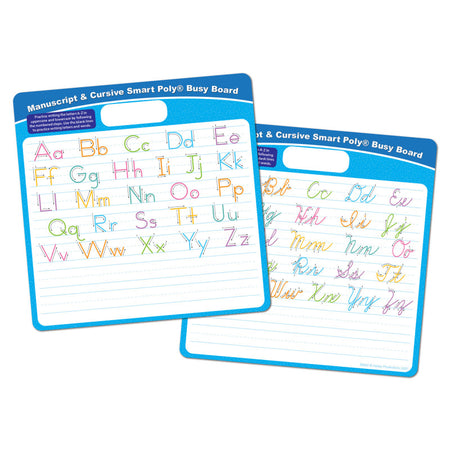Smart Poly&reg; Educational Activity Busy Board, Dry Erase with Marker, 10-3/4" x 10-3/4", Manuscript/Cursive