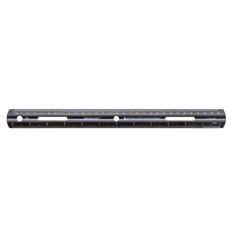 Recycled Plastic Ruler, Standard/Metric, 12 in, Black
