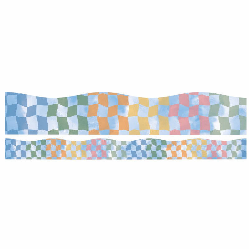 Rainbow Checkered Sky Extra Wide Deco Trim, 37 Feet