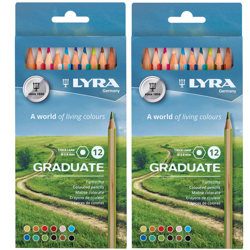 Graduate Colored Pencil Set, Assorted Colors, 12 Per Set, 2 Sets