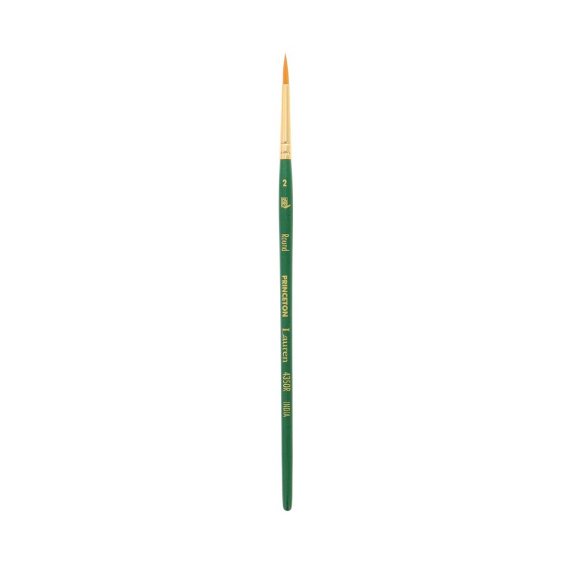 Lauren Round Brush, Synthetic Bristles, Short Handle Watercolor Paintbrush, Evergreen, Size 2, 1 Count