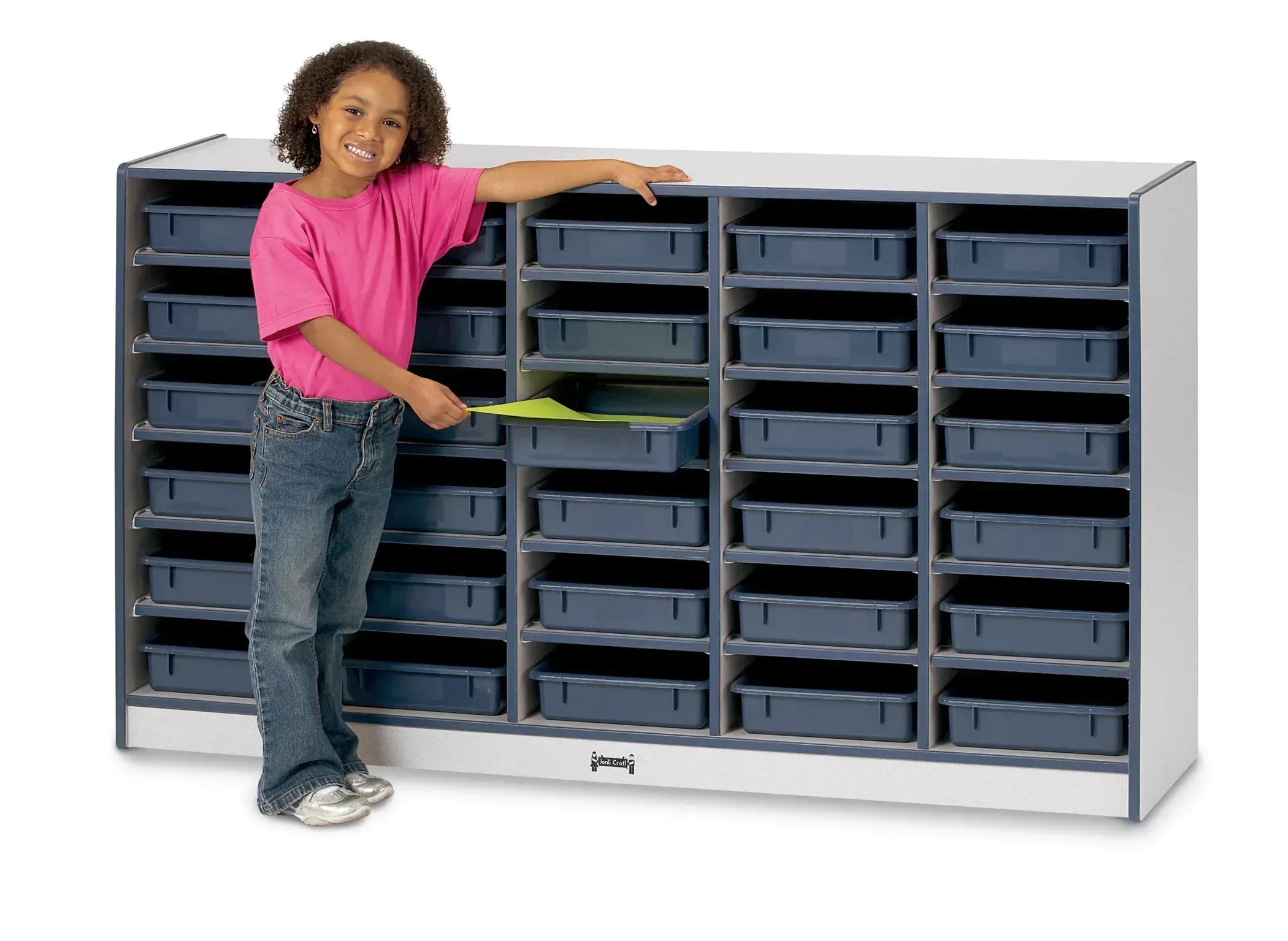 Rainbow Accents® 30 Paper-Tray Mobile Storage - with Paper-Trays - Navy