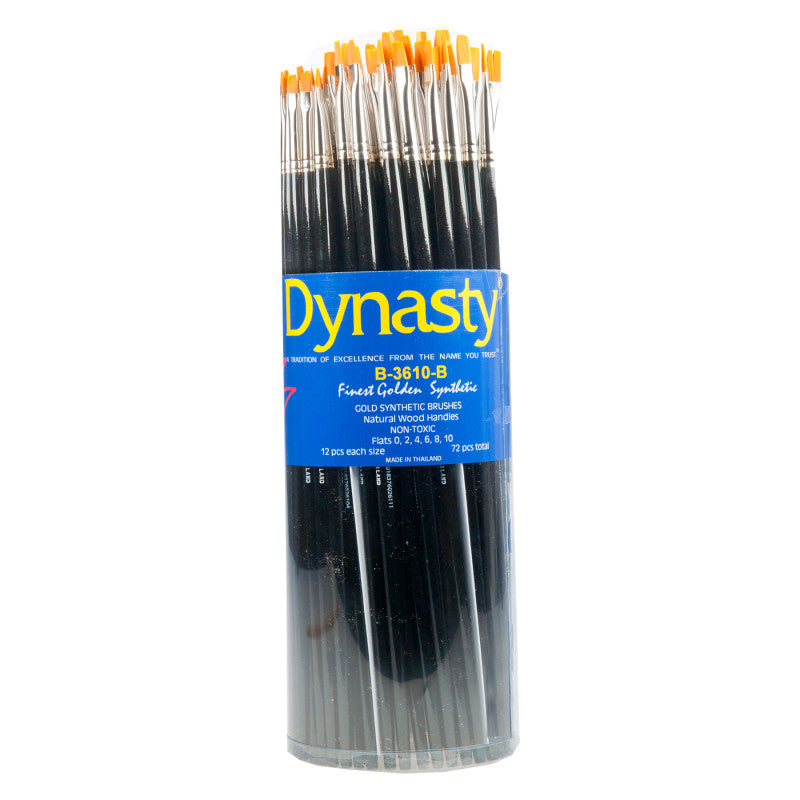 Finest Golden Synthetic Bright Brush Canister, 72 Brushes