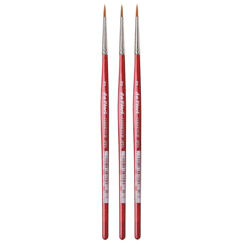 COSMOTOP-SPIN Silkpainting Brush, Synthetic, Watercolor, Round, Size -2, Pack of 3